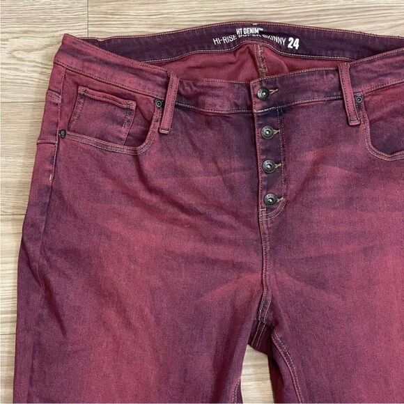 Hot Topic HT Denim Red Hi-Rise Button Fly Super Skinny Jeans - Picture 3 of 13